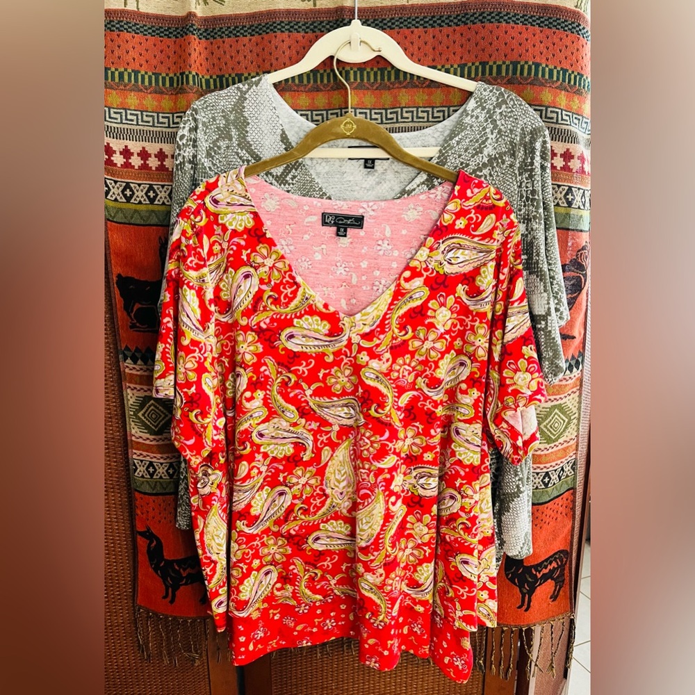 Set of 2 - tiered printed tops